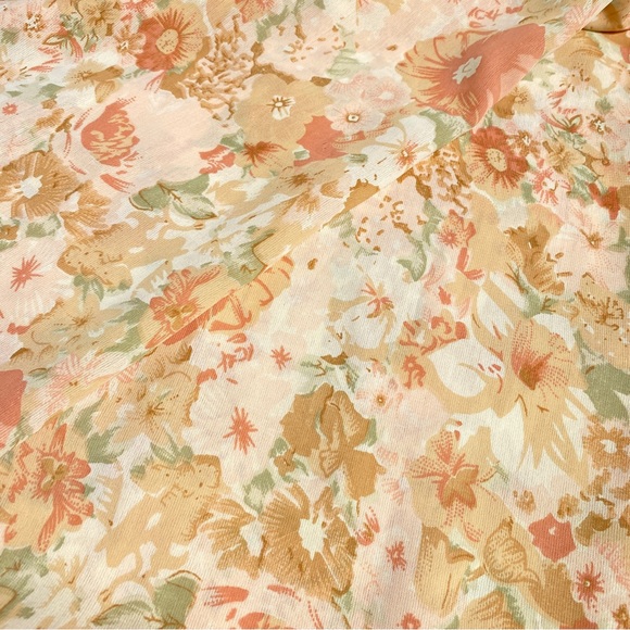 Sheer Pink Floral Rectangular Lightweight Scarf / Head Wrap / Beach Cover Up - Picture 3 of 4